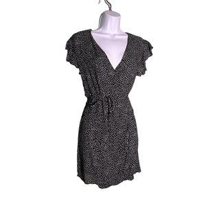 ZARA BASIC Z1975  Size Small Black White Polka Dot Wrap Mini Dress